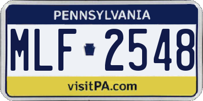 PA license plate MLF2548