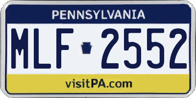 PA license plate MLF2552