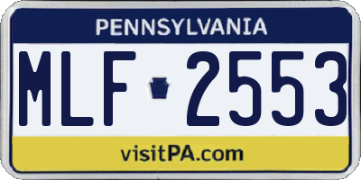 PA license plate MLF2553