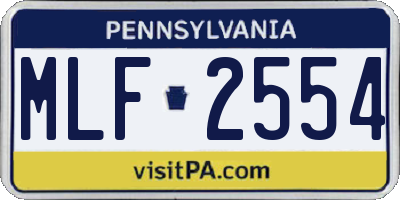 PA license plate MLF2554