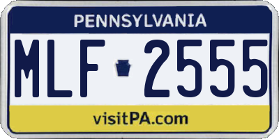 PA license plate MLF2555