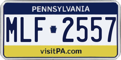 PA license plate MLF2557