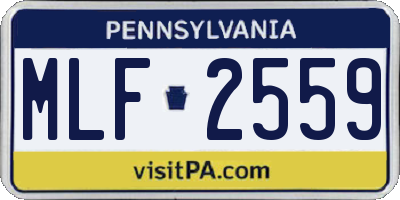 PA license plate MLF2559