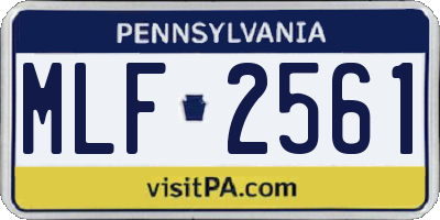 PA license plate MLF2561