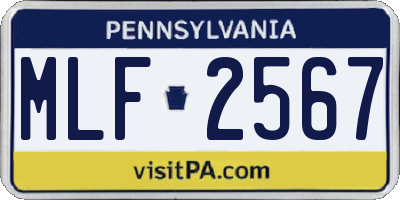 PA license plate MLF2567