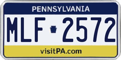 PA license plate MLF2572