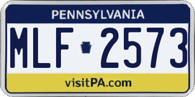 PA license plate MLF2573