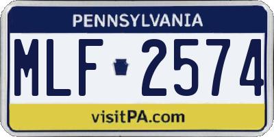 PA license plate MLF2574