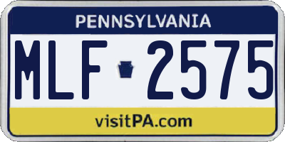 PA license plate MLF2575