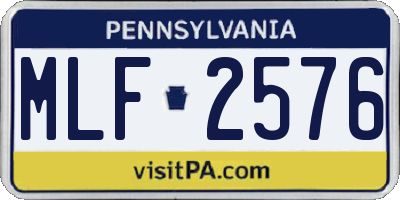 PA license plate MLF2576