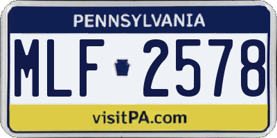 PA license plate MLF2578