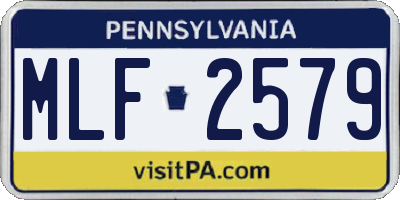 PA license plate MLF2579