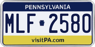 PA license plate MLF2580
