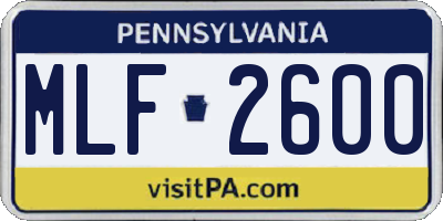 PA license plate MLF2600