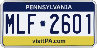PA license plate MLF2601