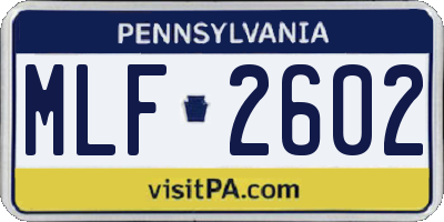 PA license plate MLF2602