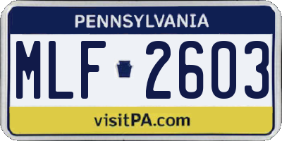 PA license plate MLF2603