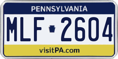PA license plate MLF2604