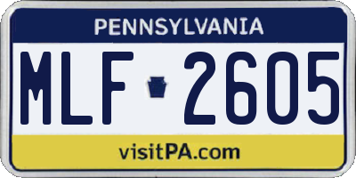PA license plate MLF2605