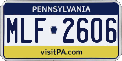PA license plate MLF2606