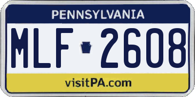 PA license plate MLF2608
