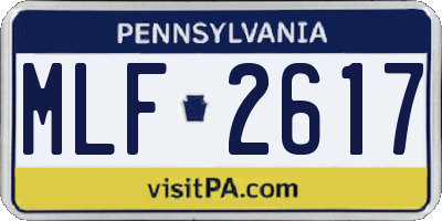 PA license plate MLF2617