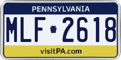 PA license plate MLF2618