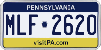PA license plate MLF2620