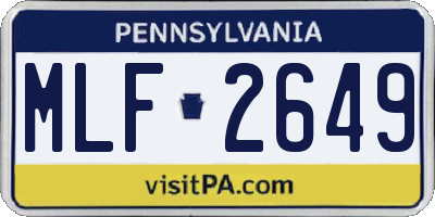 PA license plate MLF2649
