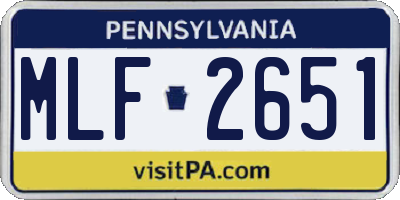 PA license plate MLF2651