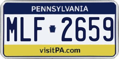 PA license plate MLF2659