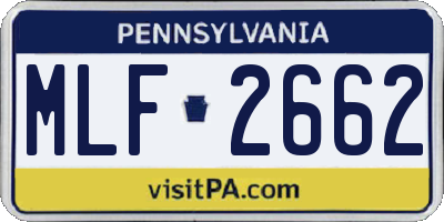 PA license plate MLF2662