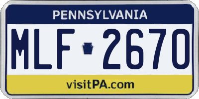 PA license plate MLF2670