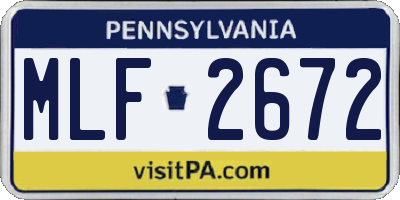 PA license plate MLF2672
