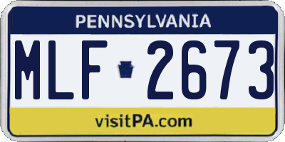PA license plate MLF2673