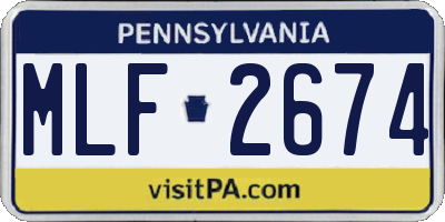 PA license plate MLF2674