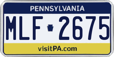 PA license plate MLF2675