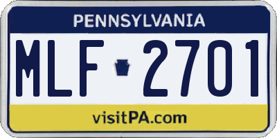 PA license plate MLF2701