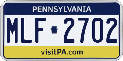 PA license plate MLF2702