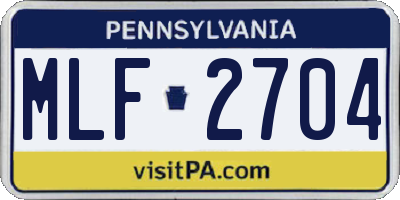 PA license plate MLF2704