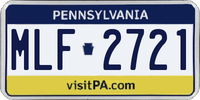 PA license plate MLF2721