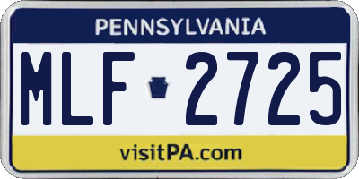 PA license plate MLF2725