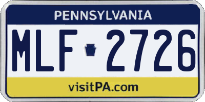 PA license plate MLF2726