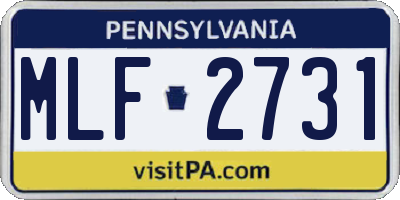 PA license plate MLF2731