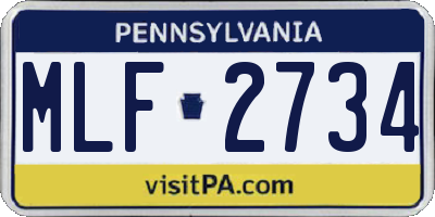 PA license plate MLF2734