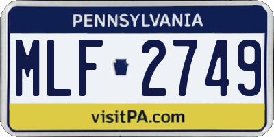 PA license plate MLF2749