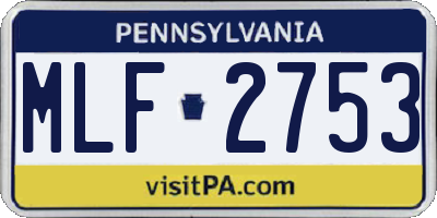PA license plate MLF2753