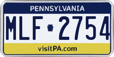 PA license plate MLF2754