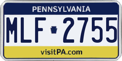 PA license plate MLF2755