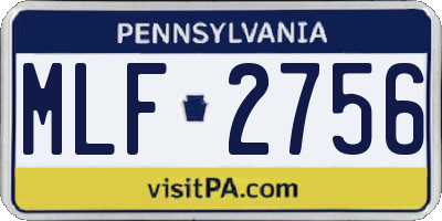 PA license plate MLF2756